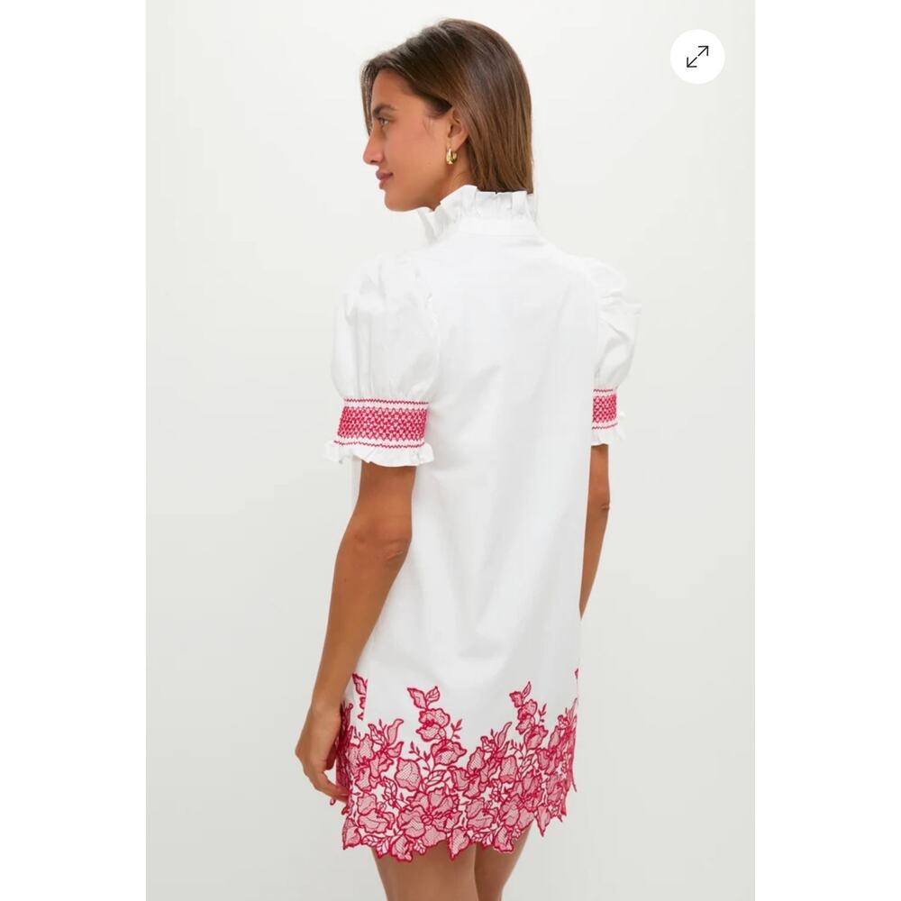 Tuckernuck Hyacinth House White & Red Embroidery Eliza Mini Dress XXS - Picture 3 of 10